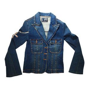 Augustina Leathers Wearable Art, Denim Jacket, Ladies Size Med. Rhinestones